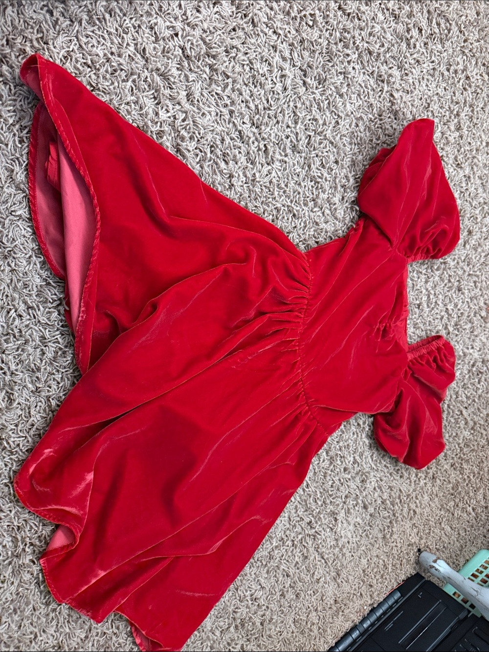 Janie and Jack Red Velvet Puff Sleeve Dress